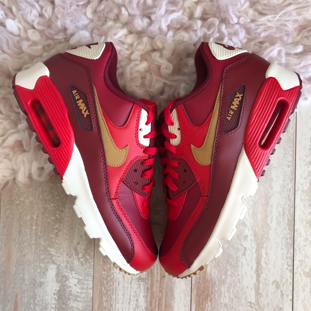 NWT Nike Air Max 90 game red/ Gold - Picture 3 of 7